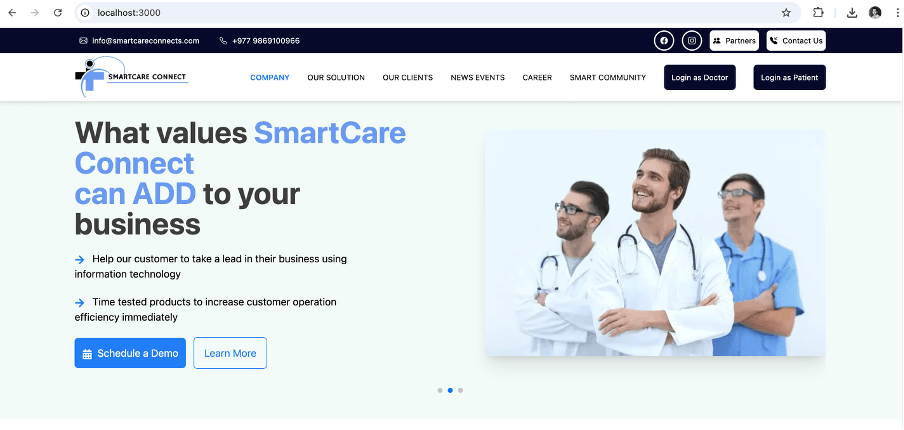 Screenshot of Smart Care Connects project